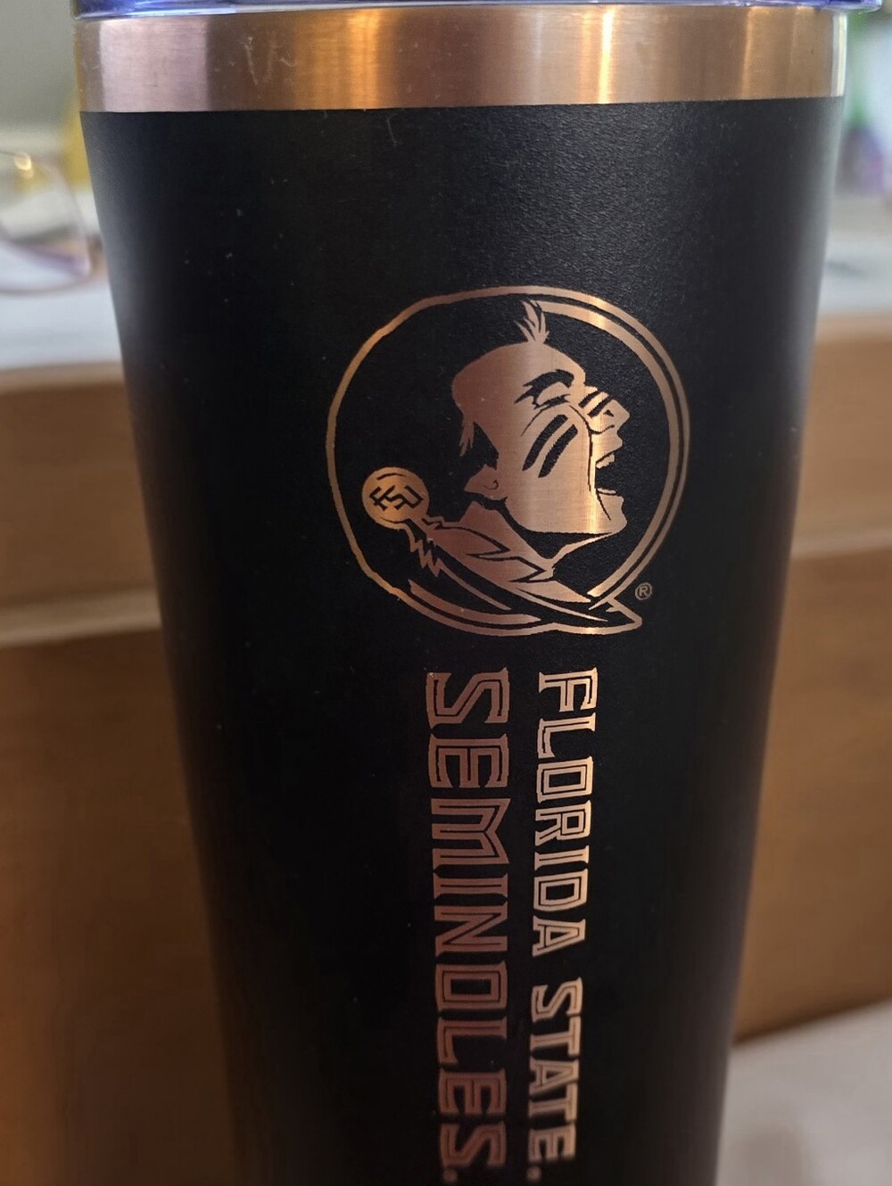 FSU Black Stainless Steel Travel Tumbler